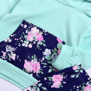 Planet Gates see chart 3 / 6M Baby Girl Hooded Clothes Set Winter Spring Floral and Striped Print Hooded Top with Pocket Pant Cotton 2PCS Tracksuit