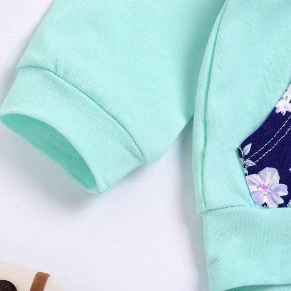 Planet Gates see chart 3 / 6M Baby Girl Hooded Clothes Set Winter Spring Floral and Striped Print Hooded Top with Pocket Pant Cotton 2PCS Tracksuit