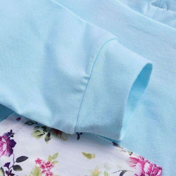 Planet Gates see chart 3 / 6M Baby Girl Hooded Clothes Set Winter Spring Floral and Striped Print Hooded Top with Pocket Pant Cotton 2PCS Tracksuit