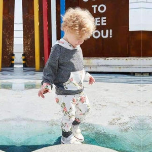 Planet Gates see chart / 6M Baby Girl Hooded Clothes Set Winter Spring Floral and Striped Print Hooded Top with Pocket Pant Cotton 2PCS Tracksuit