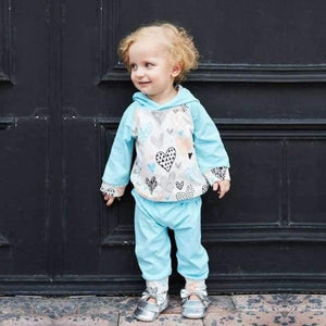 Planet Gates see chart 8 / 6M Baby Girl Hooded Clothes Set Winter Spring Floral and Striped Print Hooded Top with Pocket Pant Cotton 2PCS Tracksuit