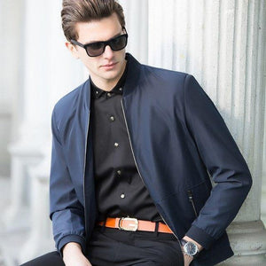 Planet Gates see chart / M Casual Zipper Fly Mens Jackets And Coats Fashion Brand Pure Color Long Sleeve Loose Bomber Jacket Men Overcoat