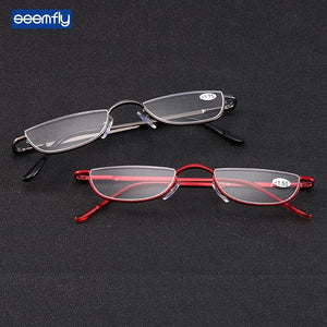 Planet Gates Seemfly Fashion Style Small Half Frame Reading Glasses Ultralight Clear Presbyopic Glasses Portable Gift For Old Men And Women