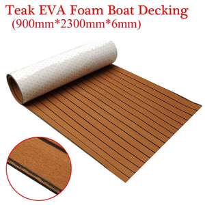 Planet Gates Self-Adhesive 900x2300x6mm EVA Foam Teak Brown With Black Line Faux Teak Boat Decking Sheet