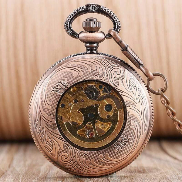 Planet Gates Self-wind Automatic Mechanical Pocket Watch Rose Gold Hollow Skeleton Fashion Fob Watches Relogio De Bolso