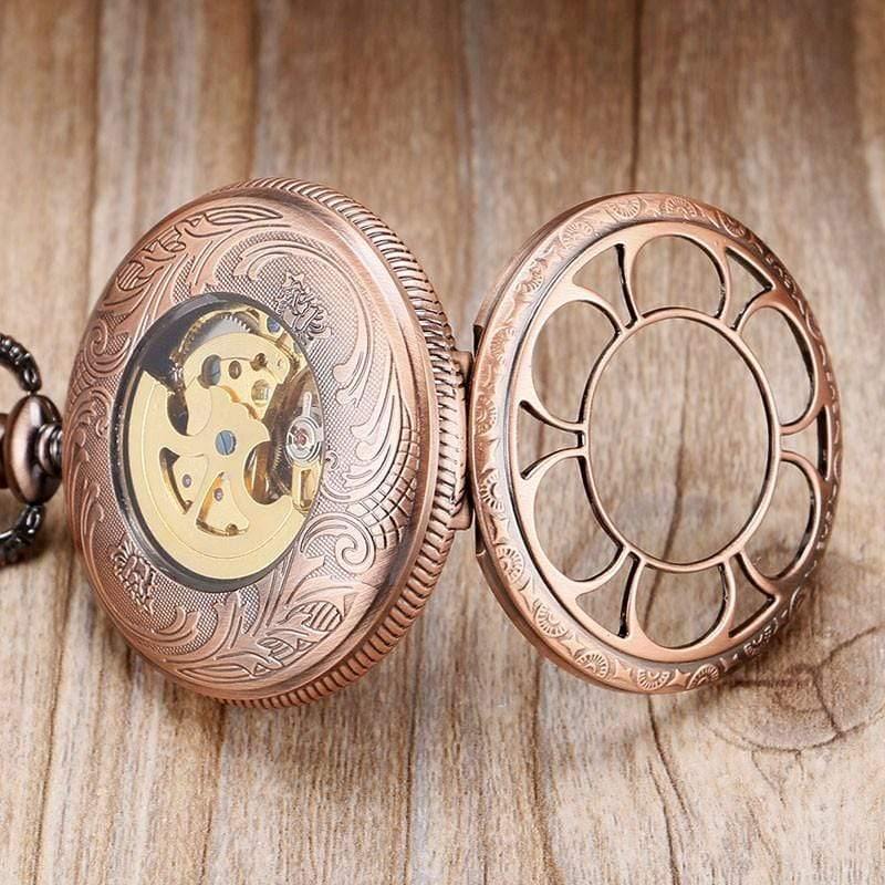 Planet Gates Self-wind Automatic Mechanical Pocket Watch Rose Gold Hollow Skeleton Fashion Fob Watches Relogio De Bolso