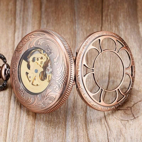 Planet Gates Self-wind Automatic Mechanical Pocket Watch Rose Gold Hollow Skeleton Fashion Fob Watches Relogio De Bolso