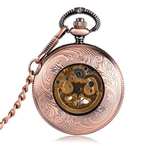 Planet Gates Self-wind Automatic Mechanical Pocket Watch Rose Gold Hollow Skeleton Fashion Fob Watches Relogio De Bolso