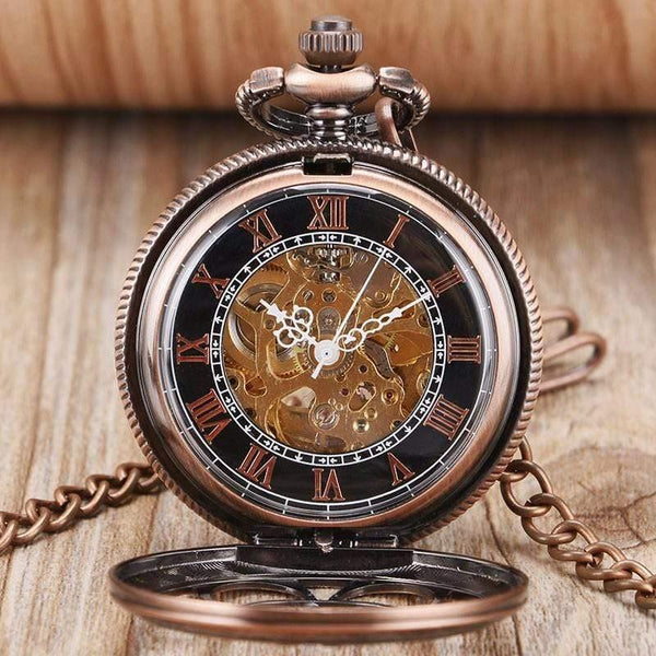 Planet Gates Self-wind Automatic Mechanical Pocket Watch Rose Gold Hollow Skeleton Fashion Fob Watches Relogio De Bolso