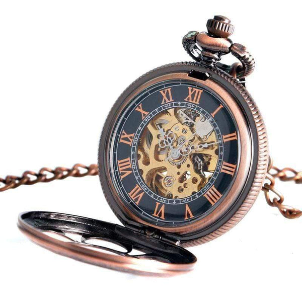 Planet Gates Self-wind Automatic Mechanical Pocket Watch Rose Gold Hollow Skeleton Fashion Fob Watches Relogio De Bolso
