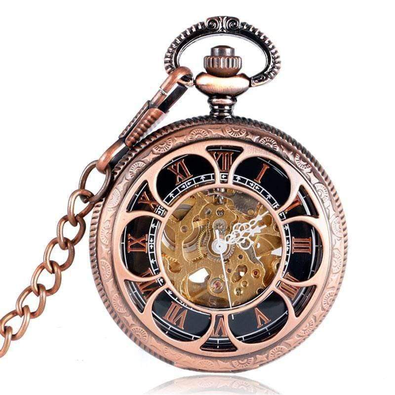 Planet Gates Self-wind Automatic Mechanical Pocket Watch Rose Gold Hollow Skeleton Fashion Fob Watches Relogio De Bolso