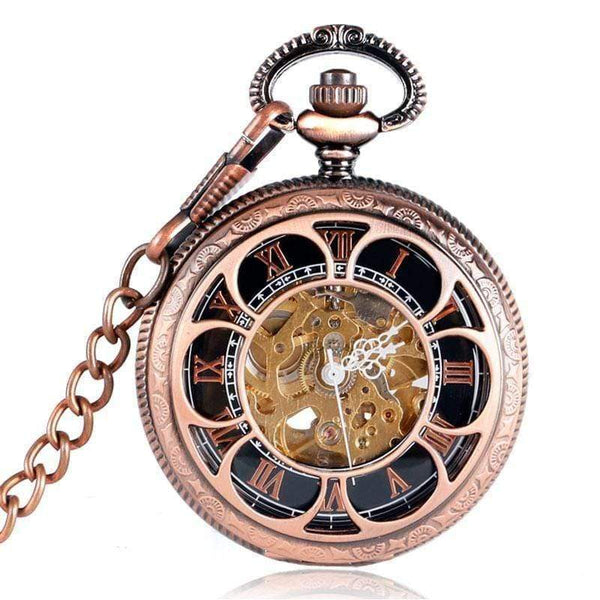 Planet Gates Self-wind Automatic Mechanical Pocket Watch Rose Gold Hollow Skeleton Fashion Fob Watches Relogio De Bolso