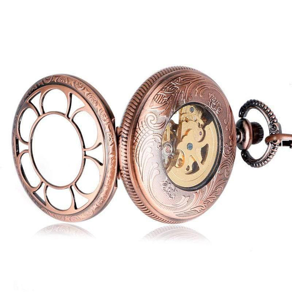 Planet Gates Self-wind Automatic Mechanical Pocket Watch Rose Gold Hollow Skeleton Fashion Fob Watches Relogio De Bolso