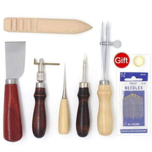 Planet Gates Set 01 Leather Tool Set Carving Punching Hole Cutting Knife Manual Suture Needle Gas Eyes Burnish Peeling Edge Process for Leather Belt