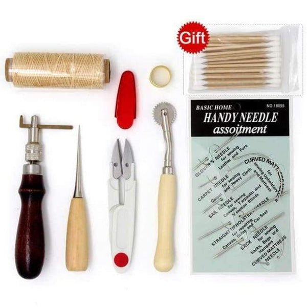 Planet Gates Set 02 Leather Tool Set Carving Punching Hole Cutting Knife Manual Suture Needle Gas Eyes Burnish Peeling Edge Process for Leather Belt