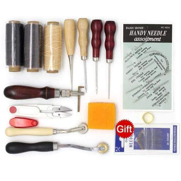 Planet Gates Set 05 Leather Tool Set Carving Punching Hole Cutting Knife Manual Suture Needle Gas Eyes Burnish Peeling Edge Process for Leather Belt