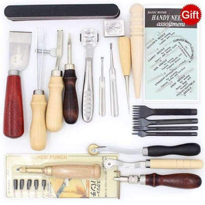 Planet Gates Set 08 Leather Tool Set Carving Punching Hole Cutting Knife Manual Suture Needle Gas Eyes Burnish Peeling Edge Process for Leather Belt