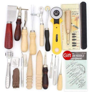 Planet Gates Set 09 Leather Tool Set Carving Punching Hole Cutting Knife Manual Suture Needle Gas Eyes Burnish Peeling Edge Process for Leather Belt