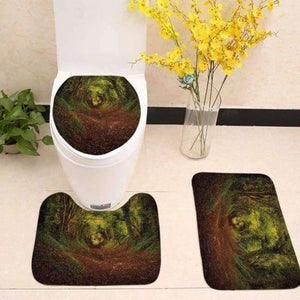 Planet Gates set 1 3pcs/lot Tree Printed Toilet Seat Cover Plants Scenery Flannel Fabric Toilet Case Non-slip Mat Bathroom Products Home Decoration