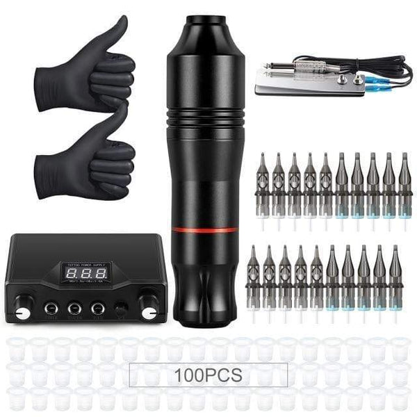 Planet Gates set 1 Complete Tattoo Machine Kit Professional Rotary Pen Set Tattoo Cartridge Needles For Permanent Makeup Eyebrow Tattoo Body