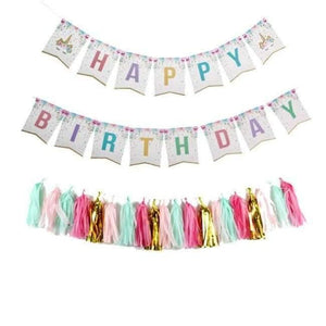 Unicorn Party Kits Unicornio Plate/Cup/Napkins Birthday Party Decoration Kids Tableware Sets Bunting Flags Party Supplies - Planet Gates