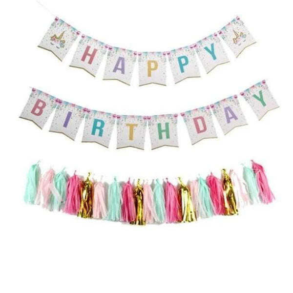 Unicorn Party Kits Unicornio Plate/Cup/Napkins Birthday Party Decoration Kids Tableware Sets Bunting Flags Party Supplies - Planet Gates