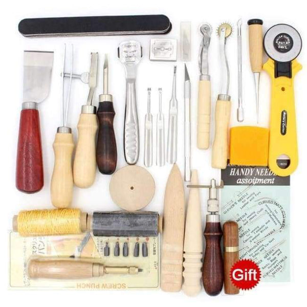 Planet Gates Set 10 Leather Tool Set Carving Punching Hole Cutting Knife Manual Suture Needle Gas Eyes Burnish Peeling Edge Process for Leather Belt