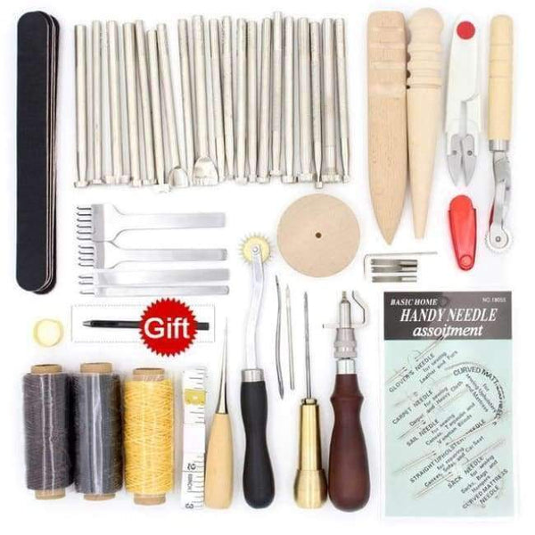 Planet Gates Set 11 Leather Tool Set Carving Punching Hole Cutting Knife Manual Suture Needle Gas Eyes Burnish Peeling Edge Process for Leather Belt
