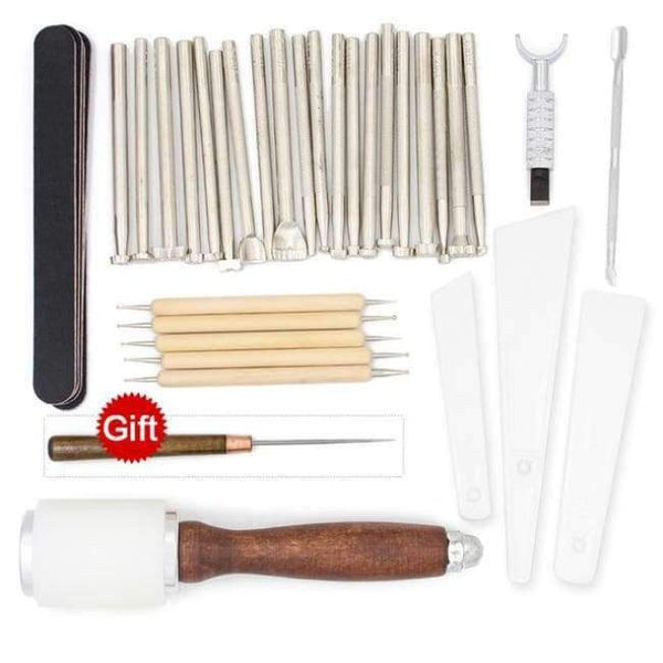 Planet Gates Set 13 Leather Tool Set Carving Punching Hole Cutting Knife Manual Suture Needle Gas Eyes Burnish Peeling Edge Process for Leather Belt
