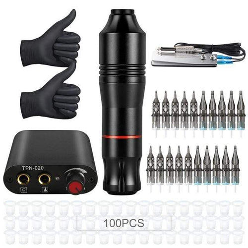 Planet Gates set 2 Complete Tattoo Machine Kit Professional Rotary Pen Set Tattoo Cartridge Needles For Permanent Makeup Eyebrow Tattoo Body