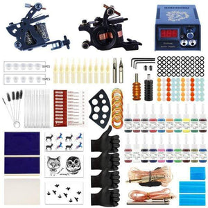 Planet Gates set 2 Tattoo Kit Tattoo Machines Gun With Ink Power Supply Tattoo Grips Complete Tattoo Set Accessories Supplies Body Art Tools