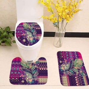 Planet Gates set 3 3pcs/lot Mandala Printed Toilet Seat Cover Flannel Fabric Toilet Case Mandala Non-slip Mat Bathroom Products Home Decoration