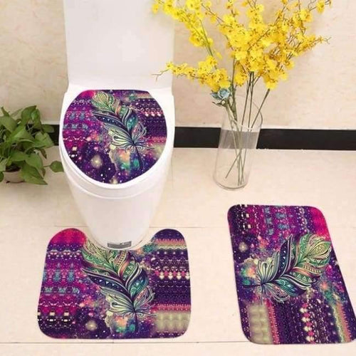 Planet Gates set 3 3pcs/lot Mandala Printed Toilet Seat Cover Flannel Fabric Toilet Case Mandala Non-slip Mat Bathroom Products Home Decoration