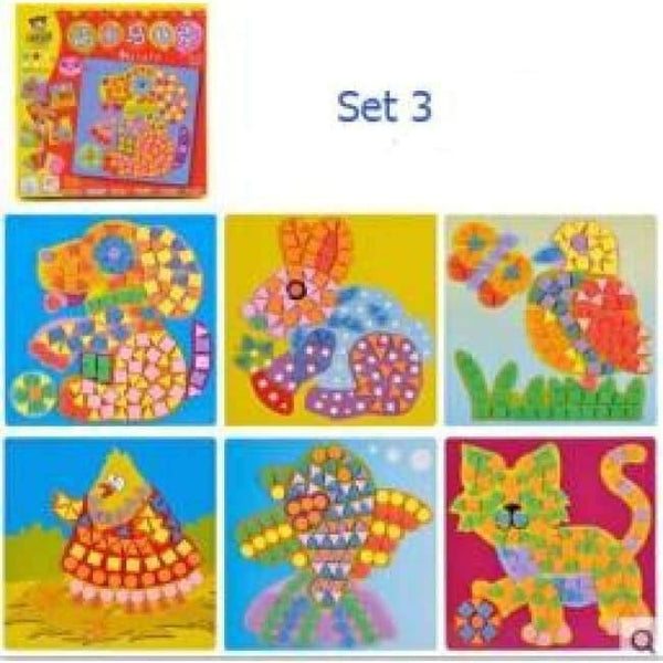 Planet Gates Set 3 6 Designs per Set Kids EVA Mosaic Stickers Kids Art Crafts DIY Animal Transport 3D Educational Puzzle Toys for Children