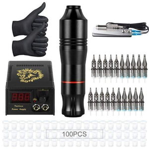 Planet Gates set 3 Complete Tattoo Machine Kit Professional Rotary Pen Set Tattoo Cartridge Needles For Permanent Makeup Eyebrow Tattoo Body