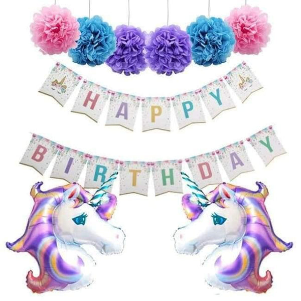 Planet Gates Set 3 Unicorn Party Kits Unicornio Plate/Cup/Napkins Birthday Party Decoration Kids Tableware Sets Bunting Flags Party Supplies