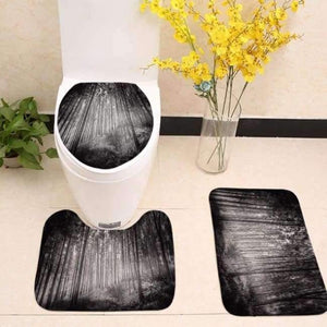 Planet Gates set 4 3pcs/lot Tree Printed Toilet Seat Cover Plants Scenery Flannel Fabric Toilet Case Non-slip Mat Bathroom Products Home Decoration