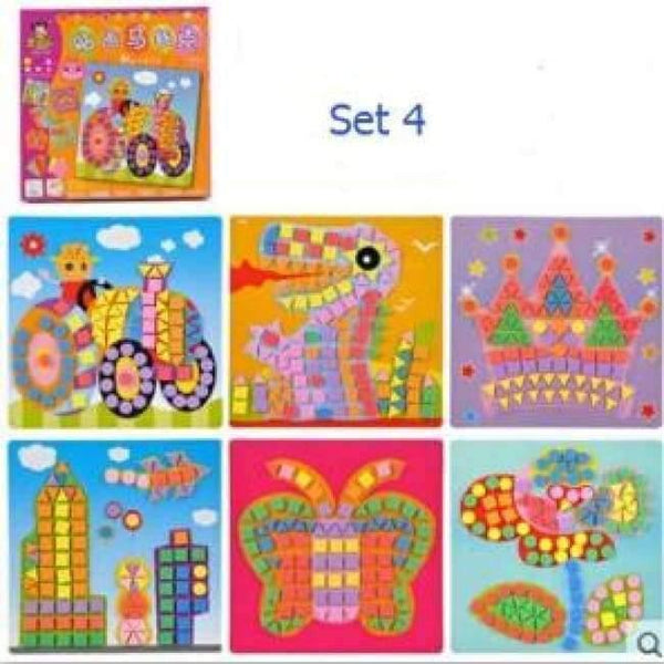 Planet Gates Set 4 6 Designs per Set Kids EVA Mosaic Stickers Kids Art Crafts DIY Animal Transport 3D Educational Puzzle Toys for Children