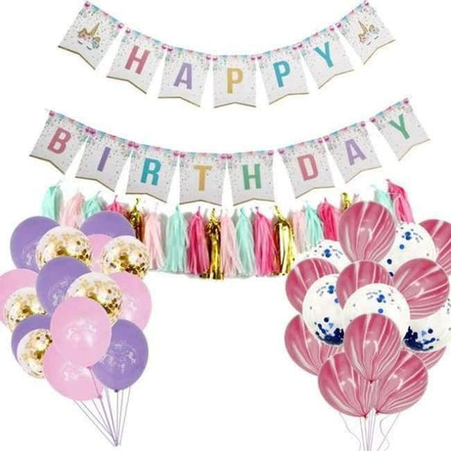 Planet Gates Set 4 Unicorn Party Kits Unicornio Plate/Cup/Napkins Birthday Party Decoration Kids Tableware Sets Bunting Flags Party Supplies