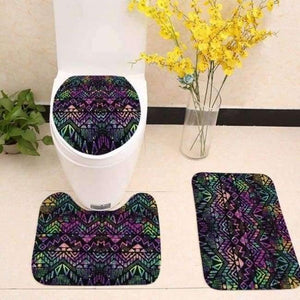 Planet Gates set 5 3pcs/lot Mandala Printed Toilet Seat Cover Flannel Fabric Toilet Case Mandala Non-slip Mat Bathroom Products Home Decoration