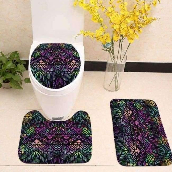Planet Gates set 5 3pcs/lot Mandala Printed Toilet Seat Cover Flannel Fabric Toilet Case Mandala Non-slip Mat Bathroom Products Home Decoration