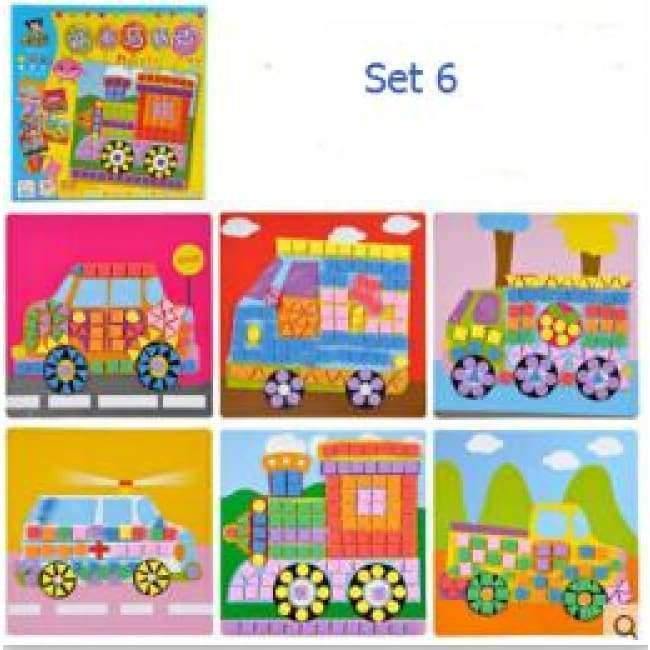 Planet Gates 6 Designs per Set Kids EVA Mosaic Stickers Kids Art Crafts DIY Animal Transport 3D Educational Puzzle Toys for Children