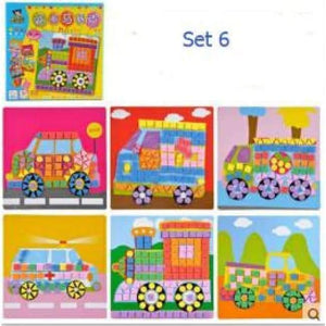 Planet Gates Set 6 6 Designs per Set Kids EVA Mosaic Stickers Kids Art Crafts DIY Animal Transport 3D Educational Puzzle Toys for Children