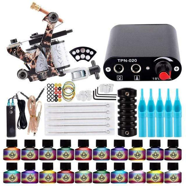 Planet Gates Set A 20pc Ink Tattoo Machine Set Tattoo Set For Beginners Machine For Permanent Use Tattoo Power Supply Rotary Tattoo Guns Kit And Supplies