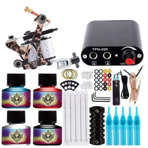 Planet Gates Set A 4pc Ink Tattoo Machine Set Tattoo Set For Beginners Machine For Permanent Use Tattoo Power Supply Rotary Tattoo Guns Kit And Supplies