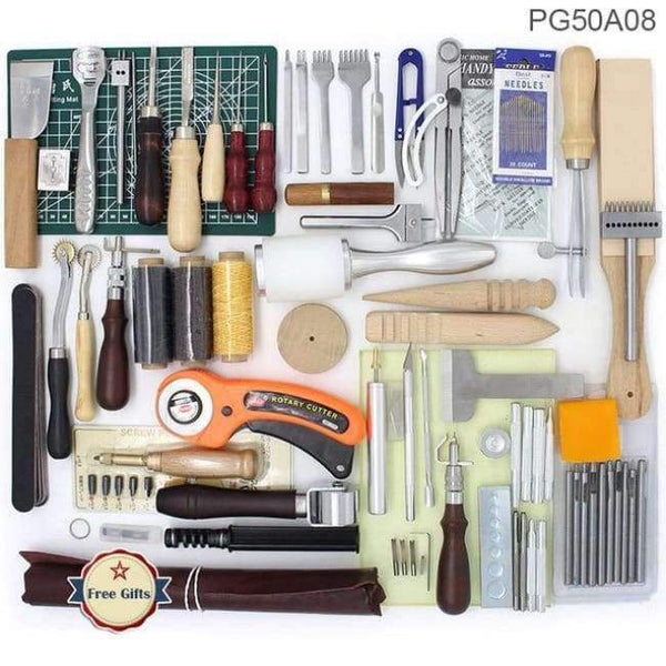 Planet Gates Set A08 Leather Tool Set Carving Punching Hole Cutting Knife Manual Suture Needle Gas Eyes Burnish Peeling Edge Process for Leather Belt