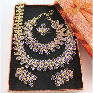 Planet Gates set add box Bridal Engagement Ring Blue Crystal Necklace Pendant Earrings Bracelet Gold Color Jewelry Sets For Women Bijouterie Accessories