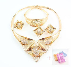 Planet Gates set add box Crystal Rhinestone Beads Jewelry Set for Party Wedding Bridal Costume  Gold Color African Jewelry Sets