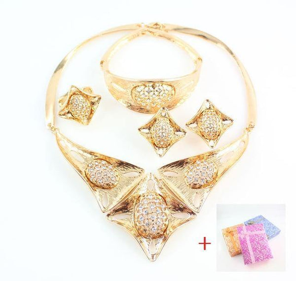 Planet Gates set add box Crystal Rhinestone Beads Jewelry Set for Party Wedding Bridal Costume  Gold Color African Jewelry Sets