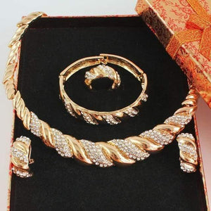 Planet Gates set add box Jewelry Sets Gold Color Trendy Necklace Earrings Bracelet Women Gold Color Jewelry Set Wedding Accessories